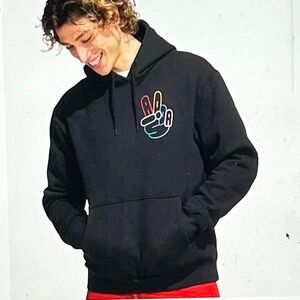 Adidas Trefoil OG Peace Sign Sweatshirt Hoodie Black Originals Size LG